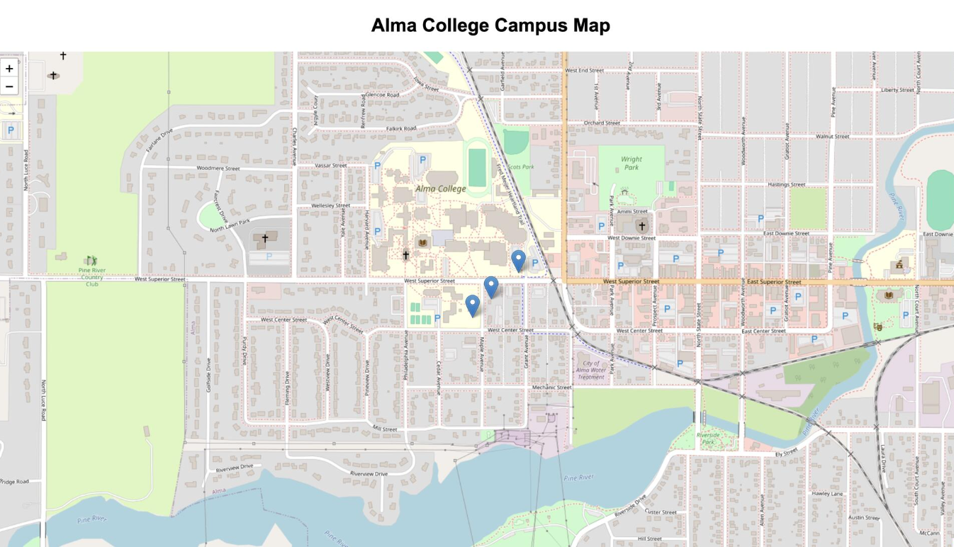 Alma College Campus Map